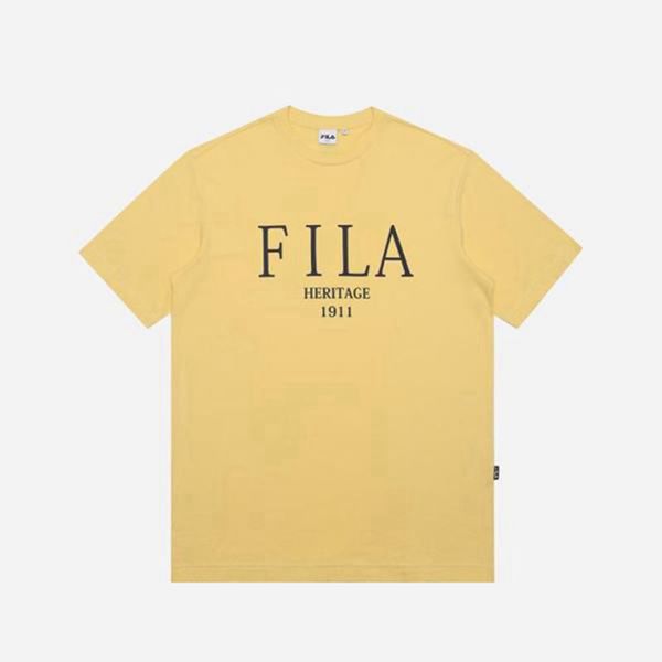 Fila Men's Heritage Rugby S/S T-Shirt - Yellow | UK-781MUKLST
